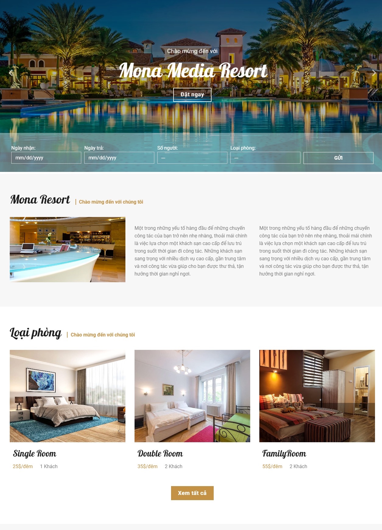 Thiết kế website khách sạn - resort